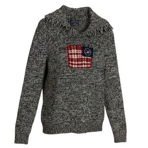 American Living Vintage Flag Cowl Neck Knit Sweater XL Eagle Americana USA 90's